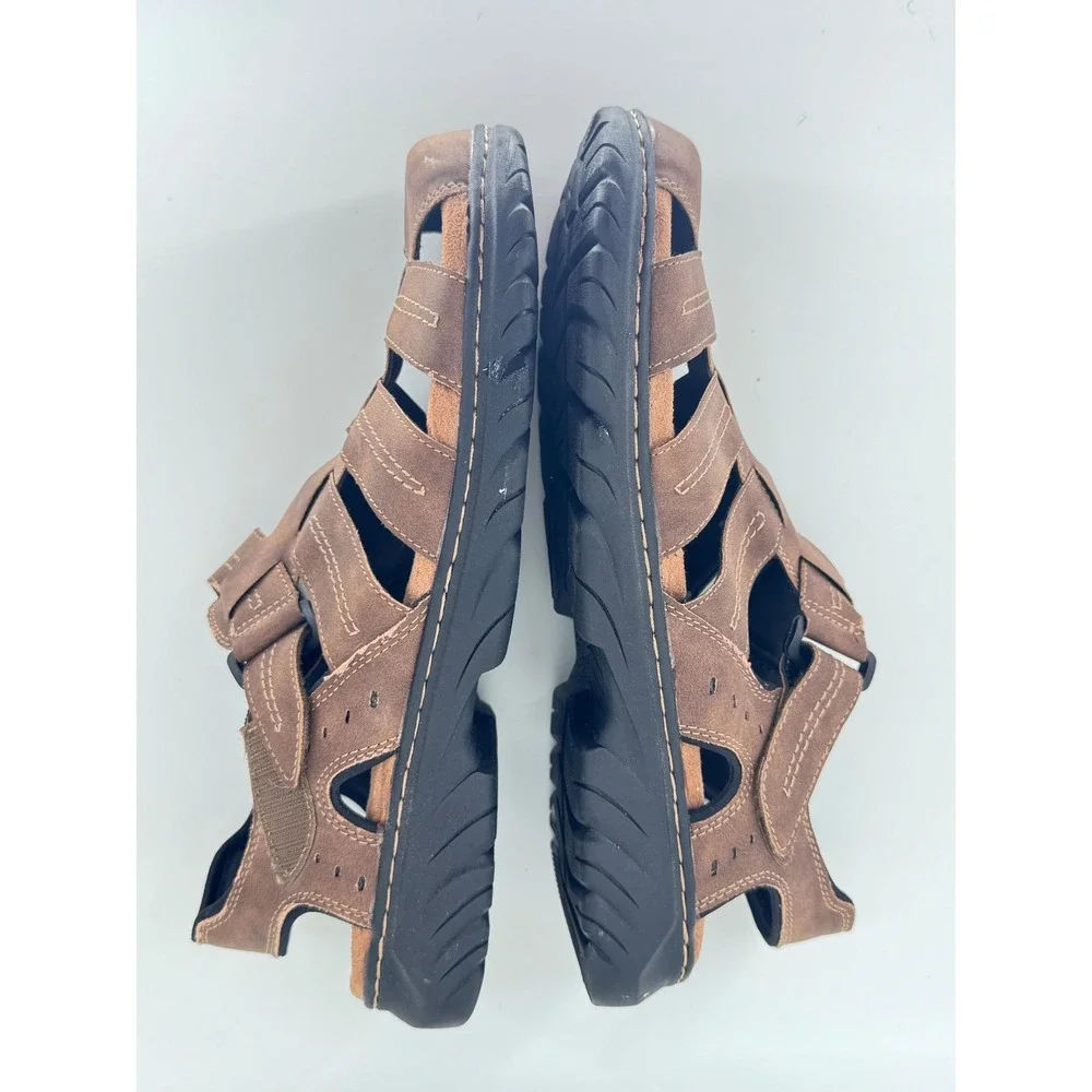 Dr Scholls Fisherman Sandals Mens 11 Brown Memory Foam Comfort Like New